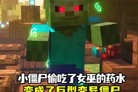 小僵尸偷吃了女巫神秘药水，竟然变成了巨型变异僵尸 #我的世界