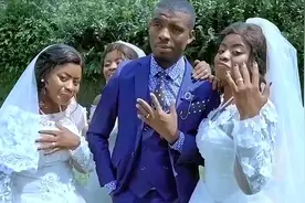 纪录片：非洲三胞胎姐妹嫁给一个男人，新郎高兴地在婚礼现场跳舞视频封面