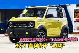 3万！吉利终于“成功”，新车纯电续航200km，比五菱MINI漂亮