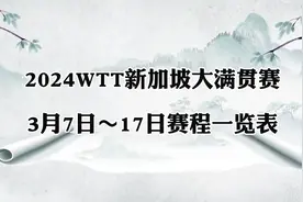 2024年WTT新加坡大满贯赛，3月7日～17日赛程一览表！建议收藏视频封面