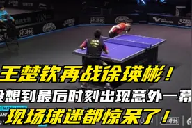 王楚钦再战徐瑛彬,没想到最后时刻出现意外一幕,现场球迷都惊呆了
