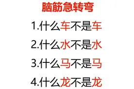 脑筋急转弯：什么车不是车、水不是水、什么马不是马、龙不是龙