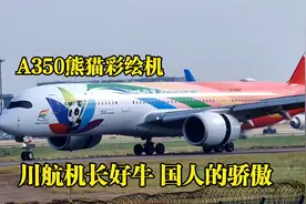 实拍四川航空空客A350熊猫彩绘机起降，川航机长好牛，国人的骄傲视频封面