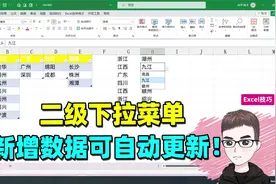 Excel技巧：制作二级下拉菜单，新增数据自动更新！视频封面