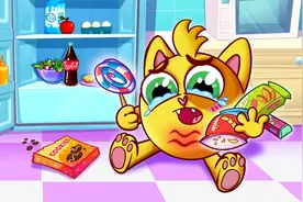 儿童益智玩具：小猫贪吃垃圾食品，肚子疼得喵喵叫，怎么办呢？视频封面