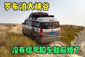 妹子开面包车探索罗布泊大峡谷，手机没一点信号，要陷车就麻烦了视频封面