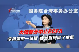 尘埃落定，大陆部分中止ECFA，朱凤莲的一句话，给台当局留了生机视频封面
