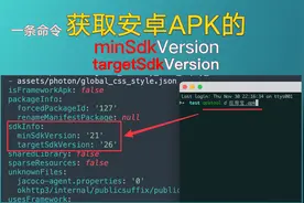 一条命令获取安卓apk兼容版本号minSdkVersion+targetSdkVersion视频封面