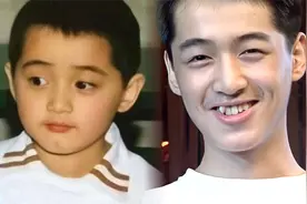 1996年的胡歌正处于颜值尴尬期，14岁的龅牙眯眯眼小胡子，没眼看