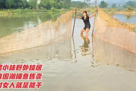 全能小妹野外独居，独自围湖捕鱼售卖，农村女人就是能干视频封面