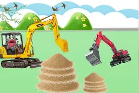 大挖掘机和小挖机比赛谁挖的高，大小工程车的比拼，工程车动画片