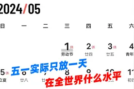 五一实际只放一天，全年法定假共11天，在全世界什么水平？视频封面