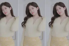 seoyoon小姐姐日常穿搭分享~上班日常黄色短裙搭配米黄色上衣视频封面