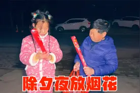 湖北农村除夕夜，老男孩带侄女放烟花自己都吓得跑，一家人乐开花视频封面