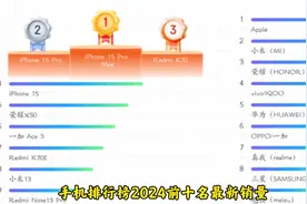手机排行榜2024前十名最新销量