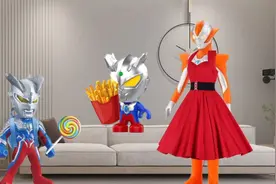 玩具启蒙视频：小赛罗奥特曼懂得一起分享零食，妈妈感到很骄傲