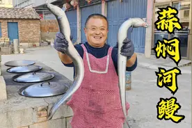 580买4条河鳗鱼，配上3斤大蒜一锅焖，鳗鱼汁拌饭味道绝了