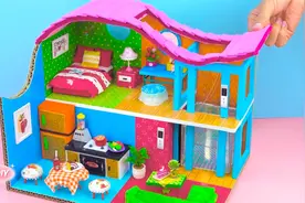 手工DIY：微型纸板屋房屋，两个电梯的别墅视频封面