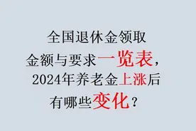 全国退休金领取金额与要求一览表，2024年养老金上涨后有哪些变化视频封面