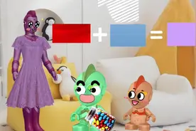 启蒙早教玩具视频：混合三原色的小爱迪变橙绿紫色 #幼儿启蒙视频封面