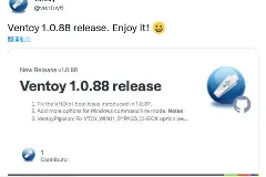 一个U盘能装N个系统，开源装机工具Ventoy 1.0.88发布图片
