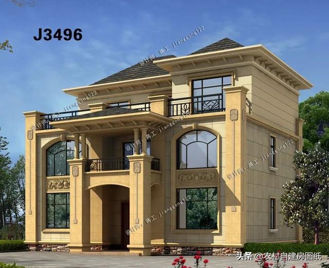 4款豪华三层农村别墅,复式带旋转楼梯,光看外观就很气派了