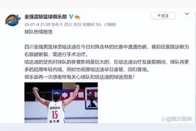 “亚洲第一中锋”哈达迪在成都体育学院附属体育医院完成跟腱断裂手术图片