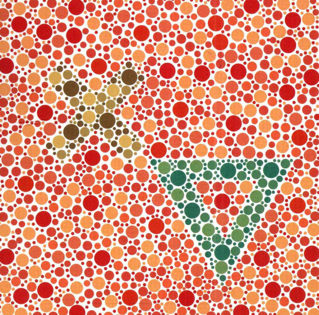 5张色觉测试图,第一张只能看到兔子,那就是绿色色弱