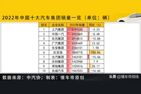 数读 | 中国汽车集团销量Top 10：上汽第一、比亚迪增速最猛图片