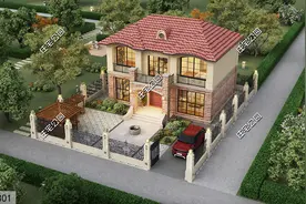 占地百平，4室2厅，12×10米经典二层欧式别墅图片