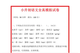 部编版：小升初语文全真模拟试卷！非常全面，难度适中图片
