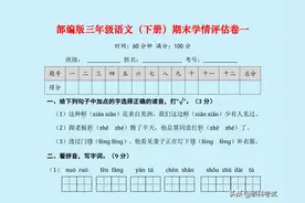 三年级期末试卷（下册）语文，期末学情评估卷二套，附答案图片
