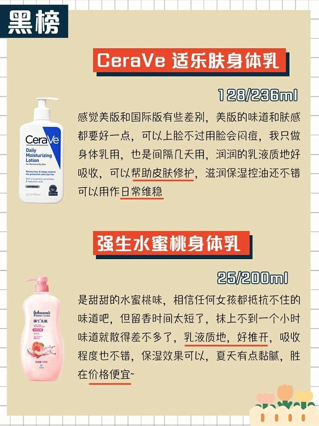 新买的身体乳推荐