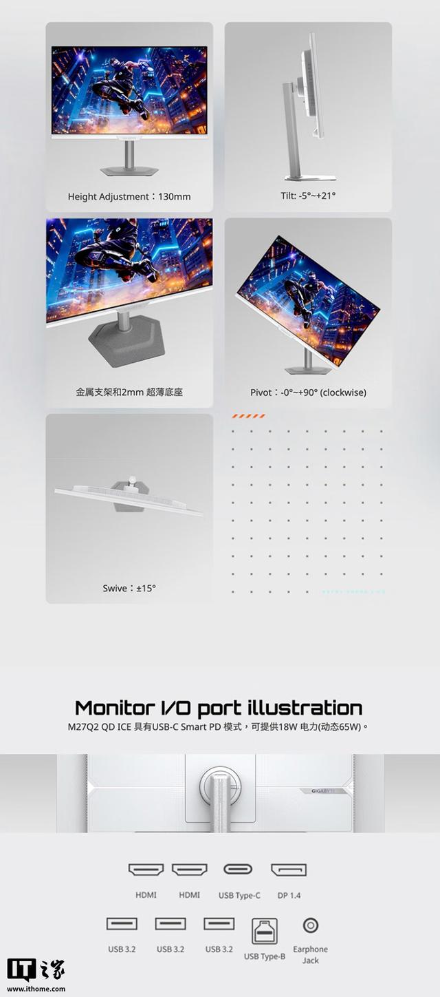 1449元，技嘉“M27Q2 QD ICE”27英寸2K 210Hz纯白显示器首销