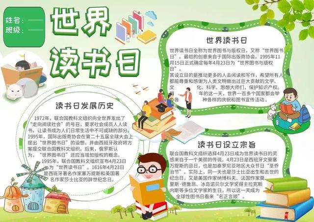 手抄报（读书类文字版）