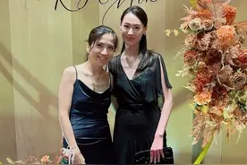 梁洛施现身婚宴，14岁长子酷似爸，男伴打码、双胞胎儿身世遭质疑图片