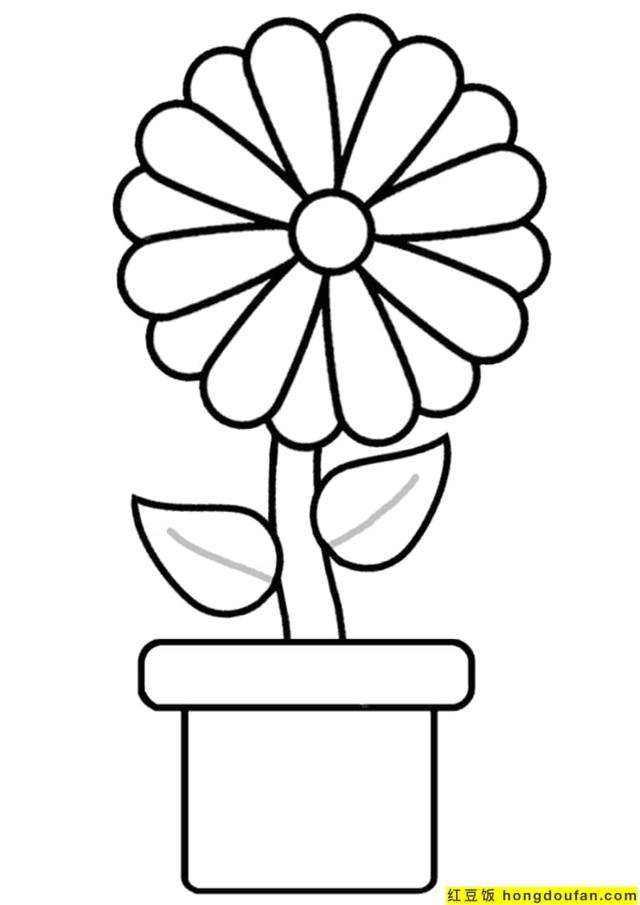 7张有趣可爱的盆栽花朵植物儿童简笔画