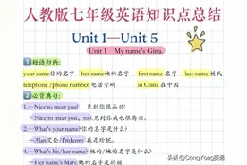 七年级上册英语unit1—unit9知识点笔记清单！图片