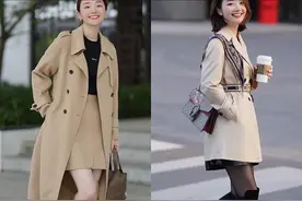 被上海街拍惊艳了！满街都在穿“风衣+长筒靴”，时髦显瘦更高级图片