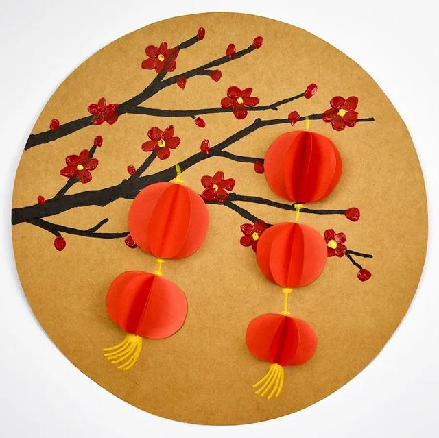儿童画教程｜幼儿手工课程 -- 元旦节的红灯笼