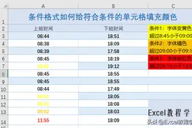 Excel表格条件格式如何设置指定条件下填充单元格字体颜色图片