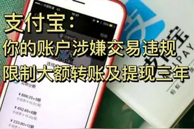 遇到过没？支付宝：你账户涉嫌交易违规，限制大额转账及提现三年图片
