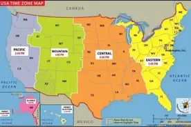 美国各地与中国的时差图片