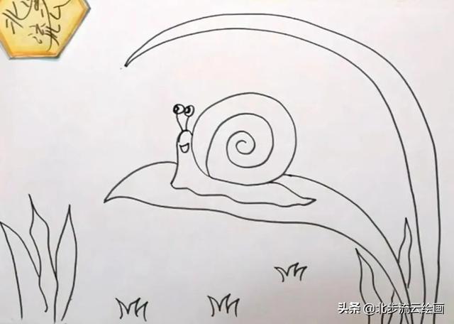 蜗牛简笔画,小朋友们喜欢的绘画素材