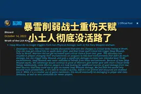 魔兽世界WLK怀旧服：暴雪削弱战士重伤天赋，小土人DPS雪上加霜图片