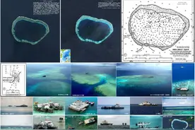 1995年，菲律宾突派军舰和战机强闯美济礁，7门大炮瞄准我渔政船图片