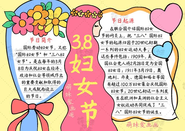 含文字内容的2023三八妇女节手抄报及简笔画合集,简单又漂亮