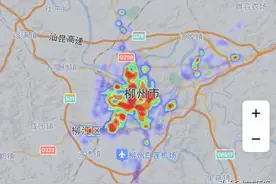 广西14座地级市热力图对比：南宁位于第一档，柳州桂林第二档。图片