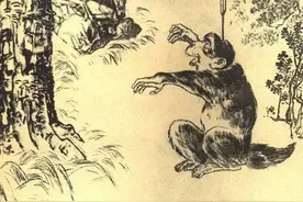 民间故事：男子外出，偶遇猴子穿衣带帽，男子：让猴子带路图片