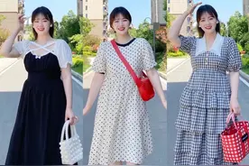 140斤的“胖女孩”真会穿，每一组搭配都清新甜美，照着穿太省心图片